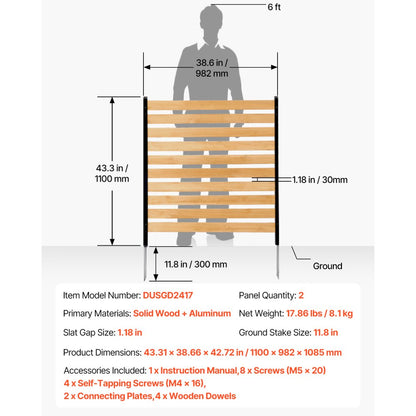 DUSGD2417 - Customizable Solid Wood Air Conditioner Fence Panels
