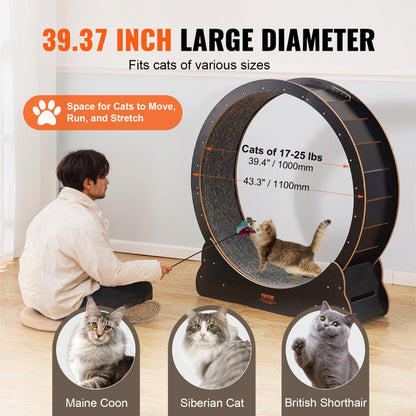 GX4.0 XL - Durable 43.3" Wooden Cat Exercise Wheel with Silent Design