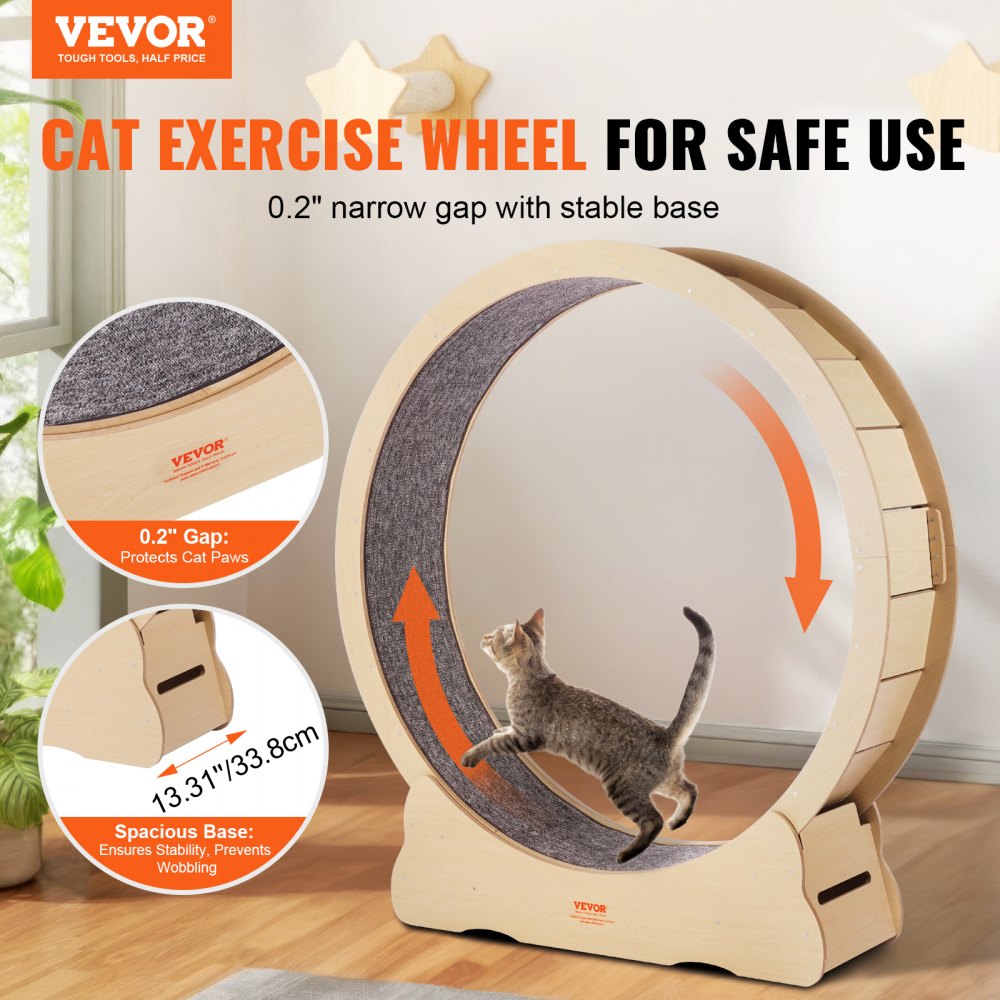 GX4.0 XXL - Durable 52" Wooden Cat Exercise Wheel with Stable Base