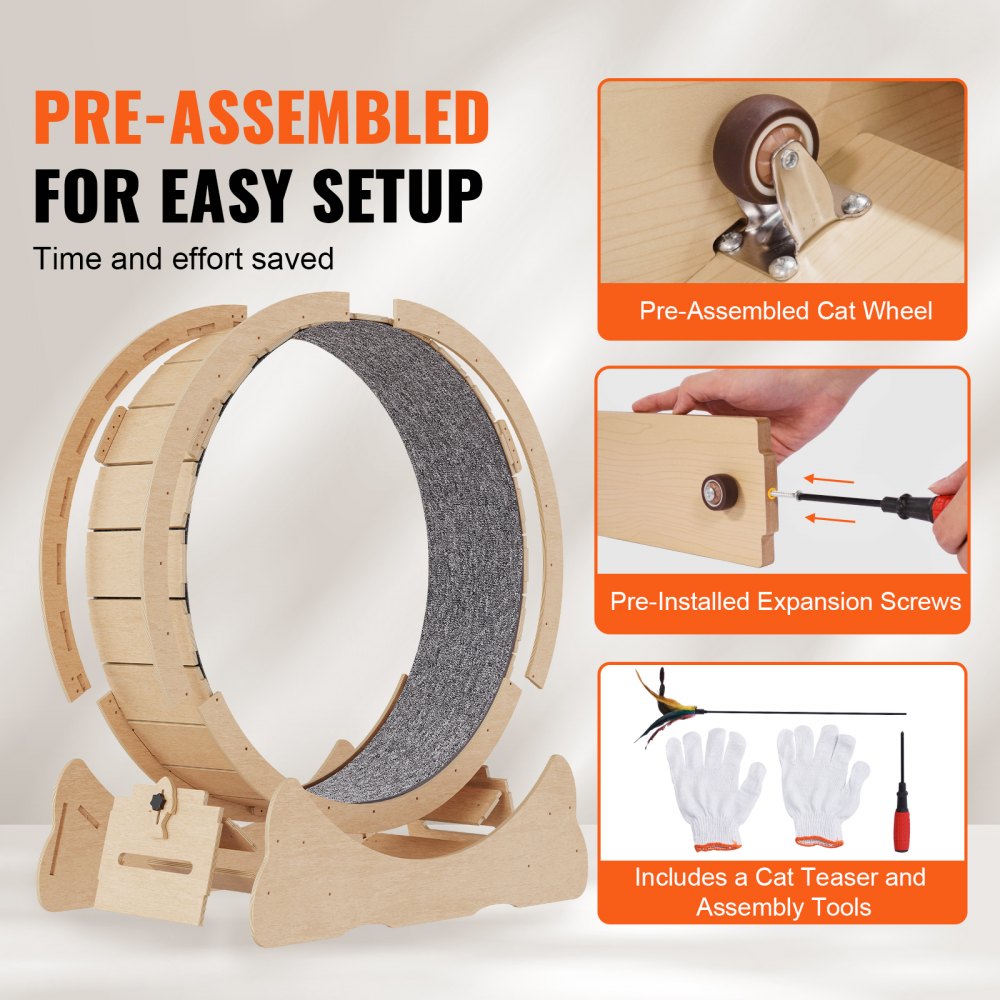 GX4.0 XXL - Durable 52" Wooden Cat Exercise Wheel with Stable Base