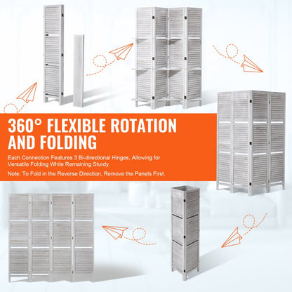 SS-003-4P-WH - 66.9" VEVOR Folding Privacy Screen with 4 Stylish Panels