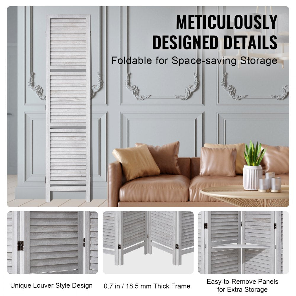 SS-003-4P-WH - 66.9" VEVOR Folding Privacy Screen with 4 Stylish Panels