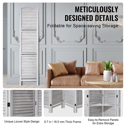 SS-003-4P-WH - 66.9" VEVOR Folding Privacy Screen with 4 Stylish Panels