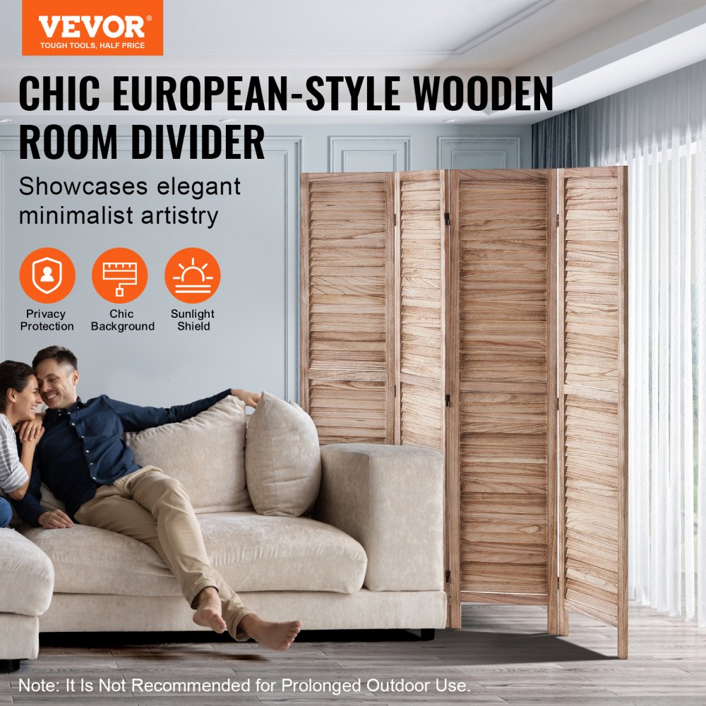 SS-004-4P-NA - 66.9 in Minimalist Wood Room Divider with 360° Panels