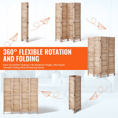 SS-004-4P-NA - 66.9 in Minimalist Wood Room Divider with 360° Panels