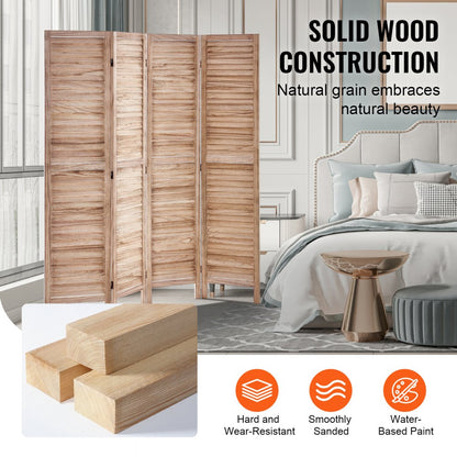 SS-004-4P-NA - 66.9 in Minimalist Wood Room Divider with 360° Panels