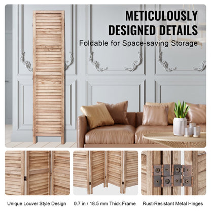 SS-004-4P-NA - 66.9 in Minimalist Wood Room Divider with 360° Panels