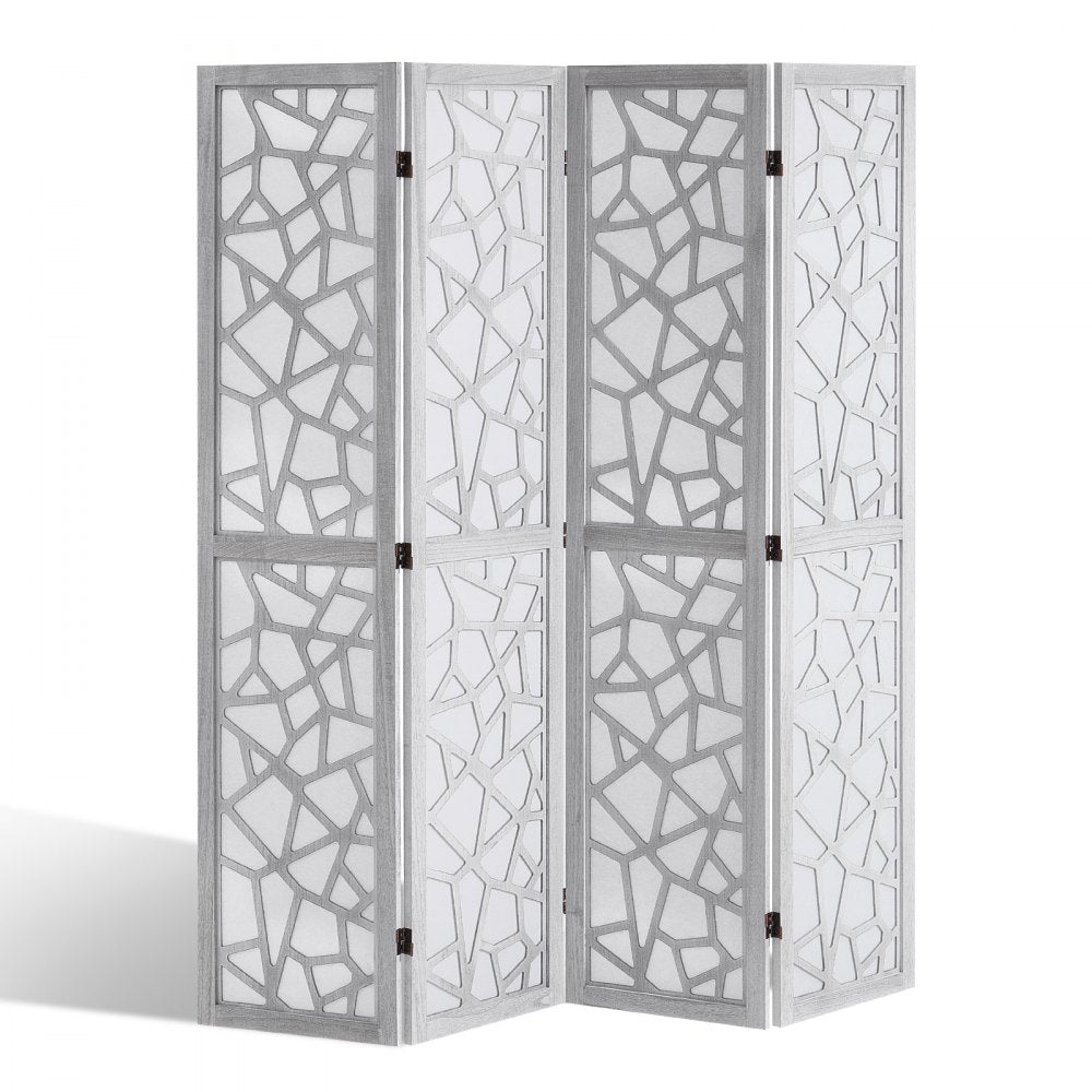 SS-006-4P-WH - 66.9" VEVOR Folding Wood Room Divider with 360° Movement