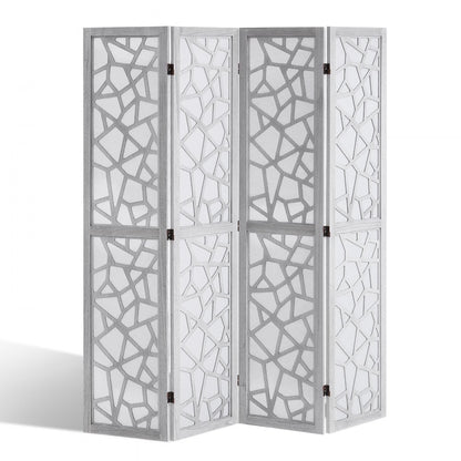 SS-006-4P-WH - 66.9" VEVOR Folding Wood Room Divider with 360° Movement