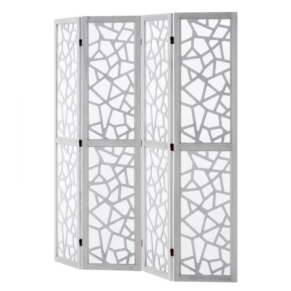 SS-006-4P-WH - 66.9" VEVOR Folding Wood Room Divider with 360° Movement