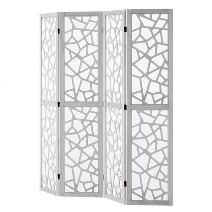 SS-006-4P-WH - 66.9" VEVOR Folding Wood Room Divider with 360° Movement