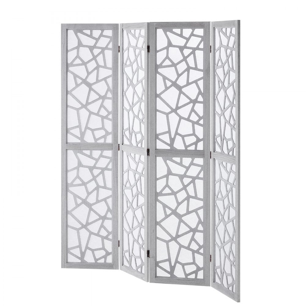 SS-006-4P-WH - 66.9" VEVOR Folding Wood Room Divider with 360° Movement
