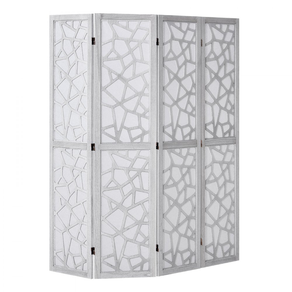 SS-006-4P-WH - 66.9" VEVOR Folding Wood Room Divider with 360° Movement
