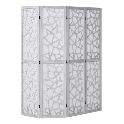 SS-006-4P-WH - 66.9" VEVOR Folding Wood Room Divider with 360° Movement