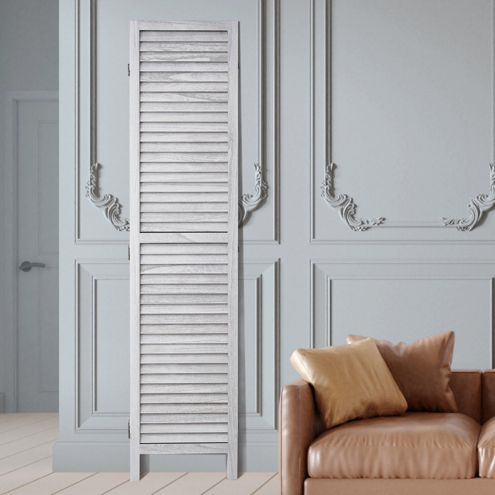 SS-004-6P-WH - 95" Rustic White Wood Room Divider with Six Panels