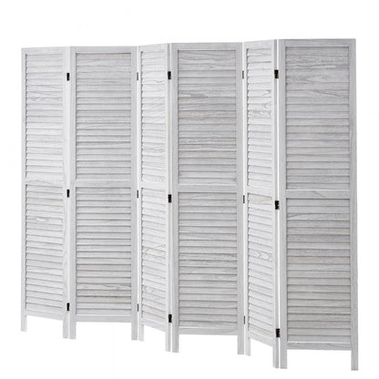 SS-004-6P-WH - 95" Rustic White Wood Room Divider with Six Panels