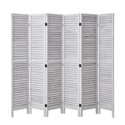 SS-004-6P-WH - 95" Rustic White Wood Room Divider with Six Panels