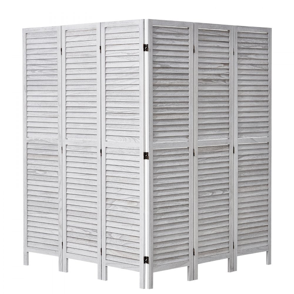 SS-004-6P-WH - 95" Rustic White Wood Room Divider with Six Panels