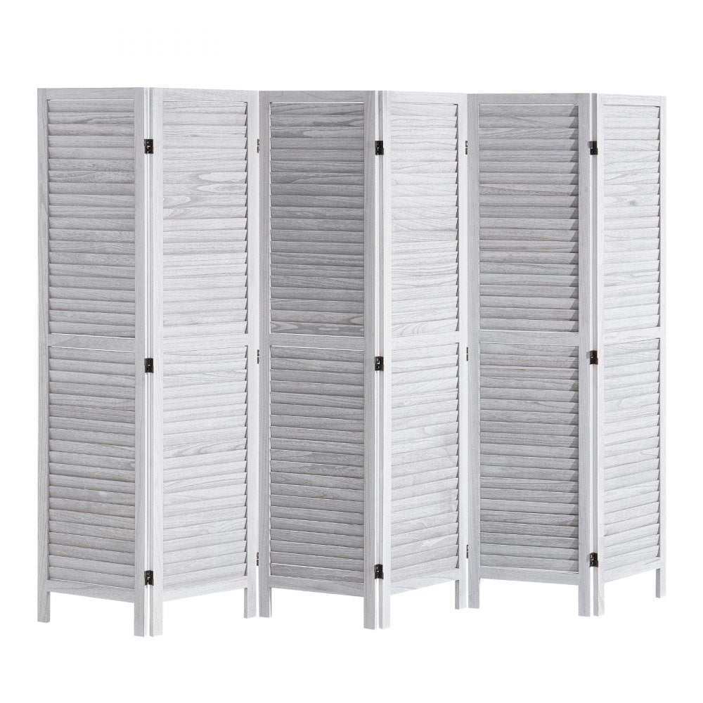 SS-004-6P-WH - 95" Rustic White Wood Room Divider with Six Panels