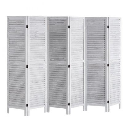 SS-004-6P-WH - 95" Rustic White Wood Room Divider with Six Panels