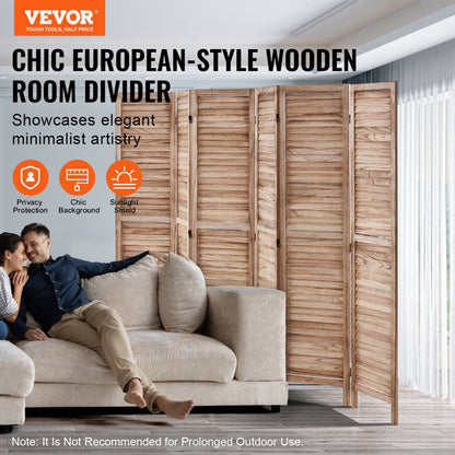 SS-004-6P-NA - 6-Panel Paulownia Room Divider, 360-Degree Flexibility