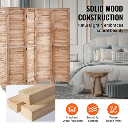 SS-004-6P-NA - 6-Panel Paulownia Room Divider, 360-Degree Flexibility