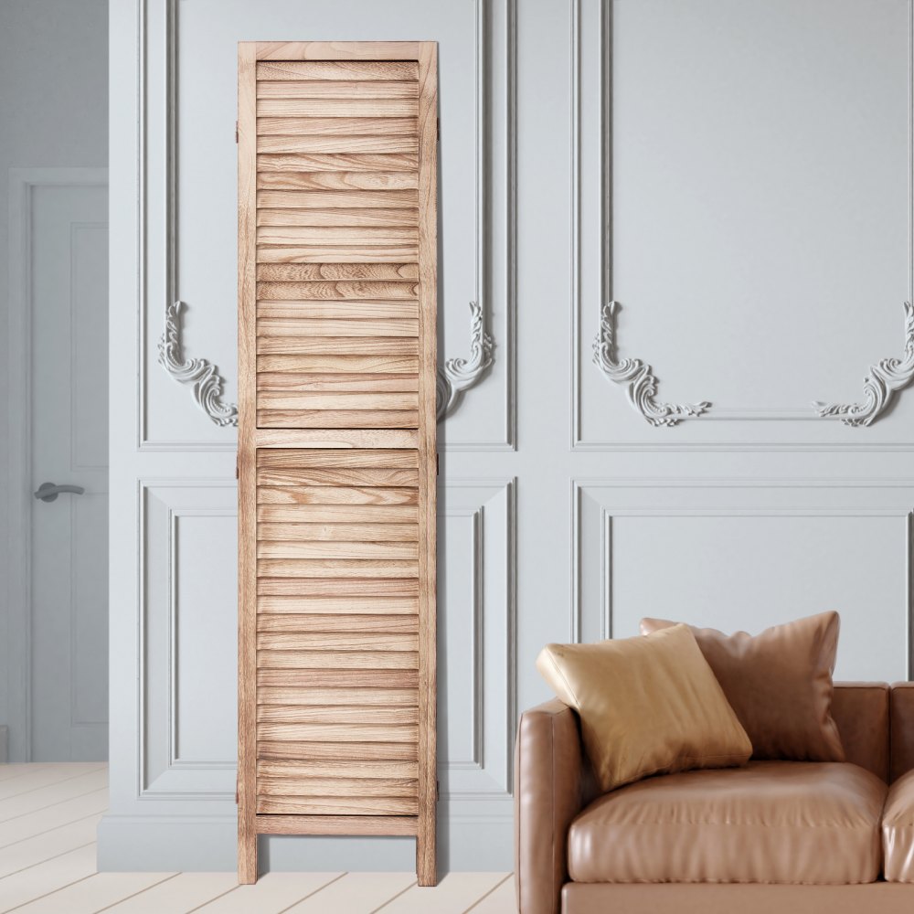 SS-004-6P-NA - 6-Panel Paulownia Room Divider, 360-Degree Flexibility