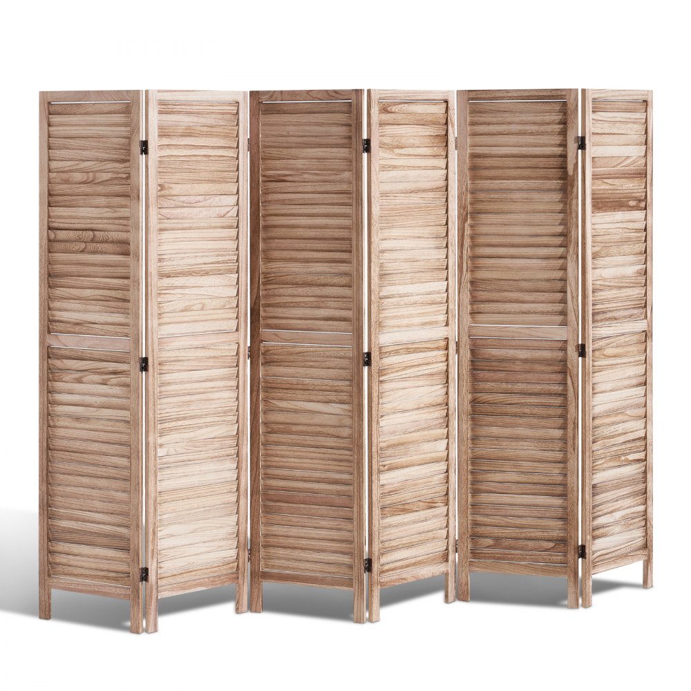 SS-004-6P-NA - 6-Panel Paulownia Room Divider, 360-Degree Flexibility