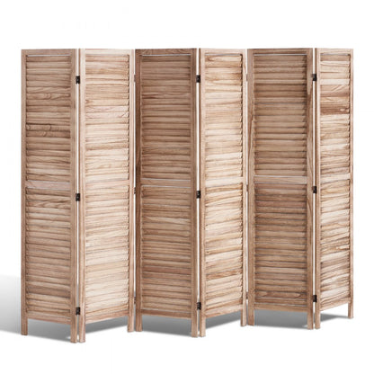 SS-004-6P-NA - 6-Panel Paulownia Room Divider, 360-Degree Flexibility