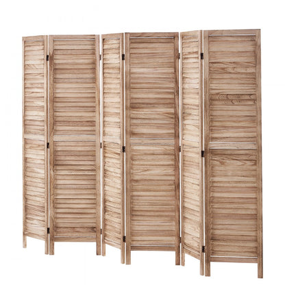 SS-004-6P-NA - 6-Panel Paulownia Room Divider, 360-Degree Flexibility