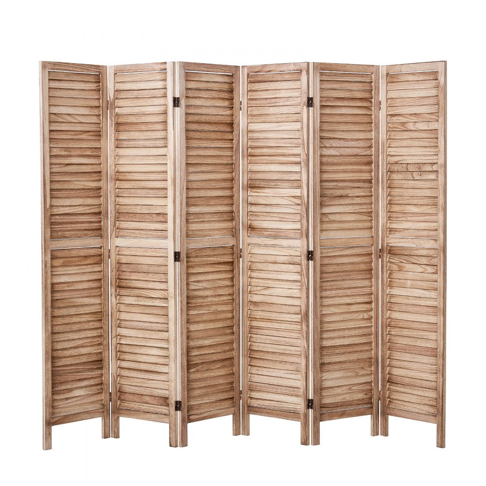 SS-004-6P-NA - 6-Panel Paulownia Room Divider, 360-Degree Flexibility