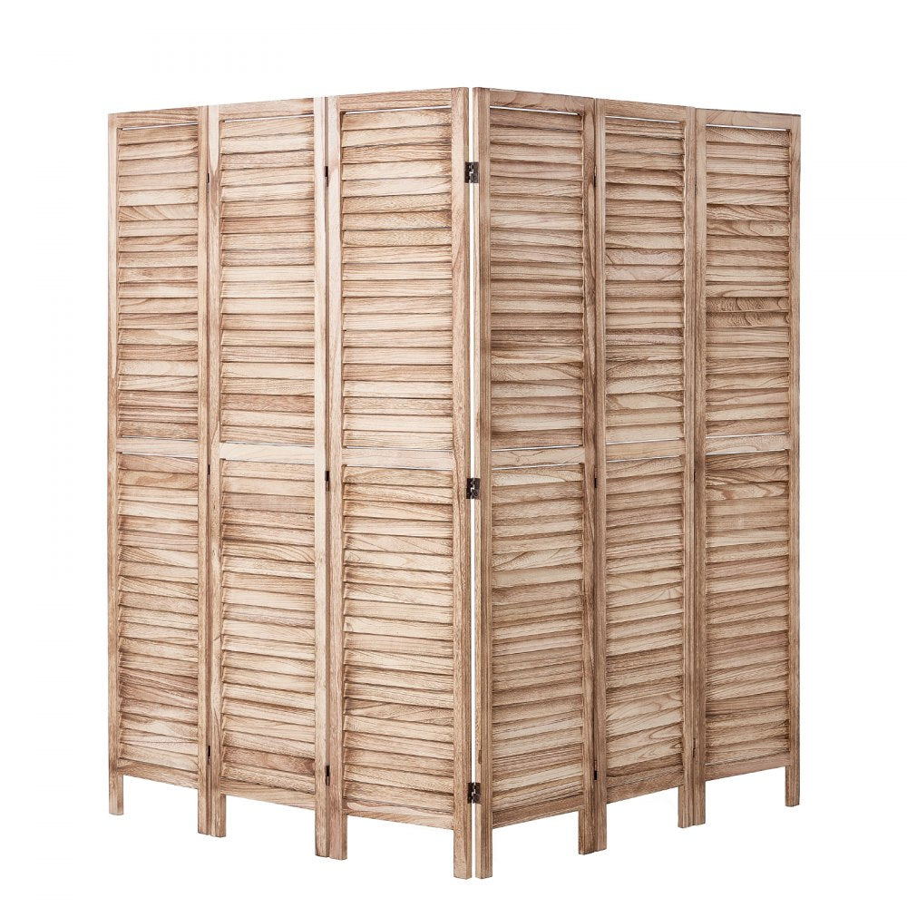 SS-004-6P-NA - 6-Panel Paulownia Room Divider, 360-Degree Flexibility
