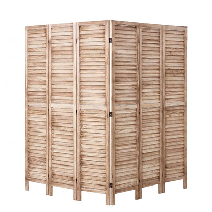 SS-004-6P-NA - 6-Panel Paulownia Room Divider, 360-Degree Flexibility