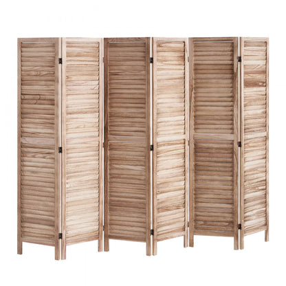 SS-004-6P-NA - 6-Panel Paulownia Room Divider, 360-Degree Flexibility