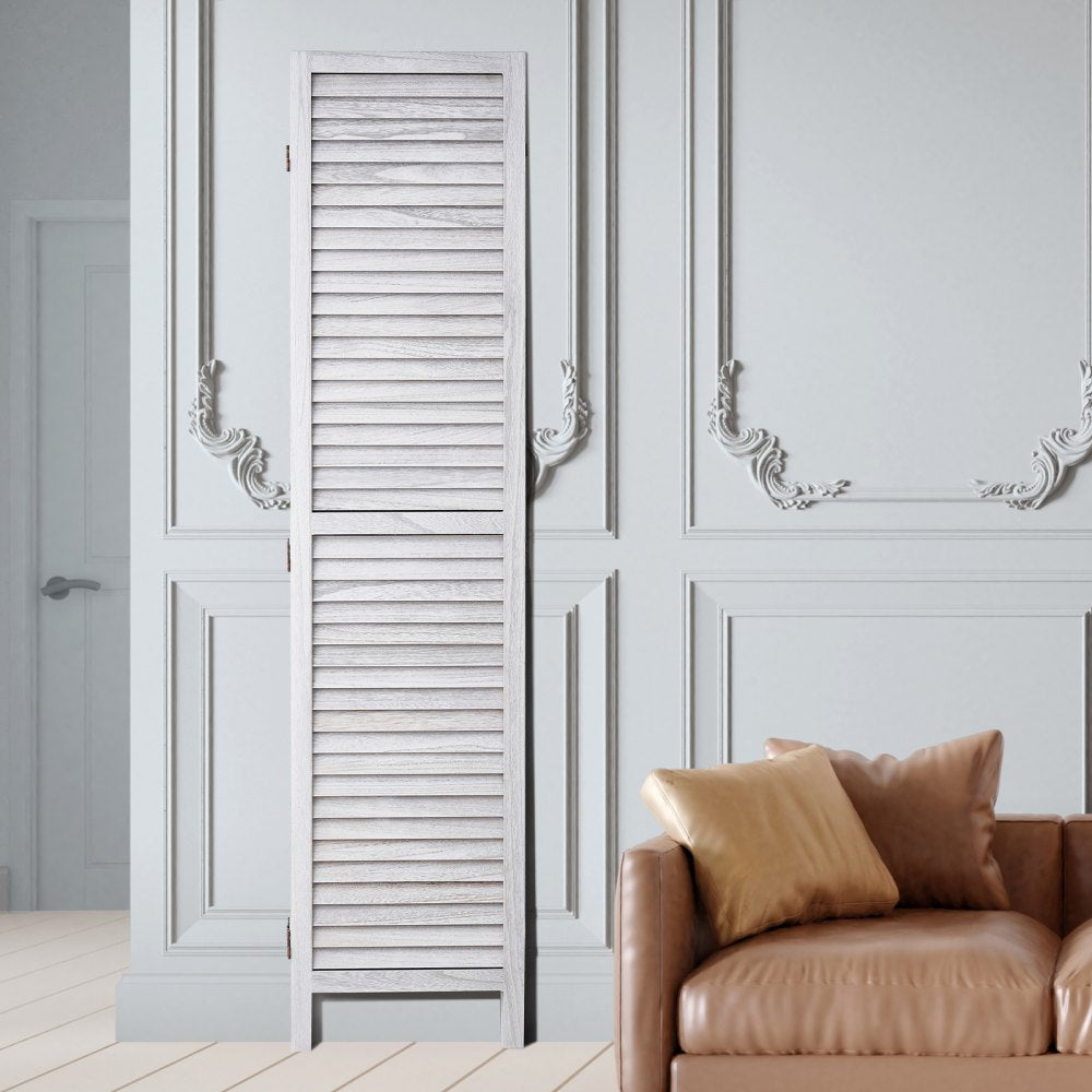 SS-004-8P-WH - 8-Panel White Wood Room Divider, 128 Inches, Easy Adjustable Design