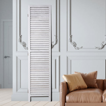 SS-004-8P-WH - 8-Panel White Wood Room Divider, 128 Inches, Easy Adjustable Design