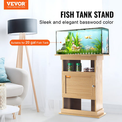 GSSU-FTS013 - VEVOR 20-Gallon Basswood Fish Tank Stand with Storage