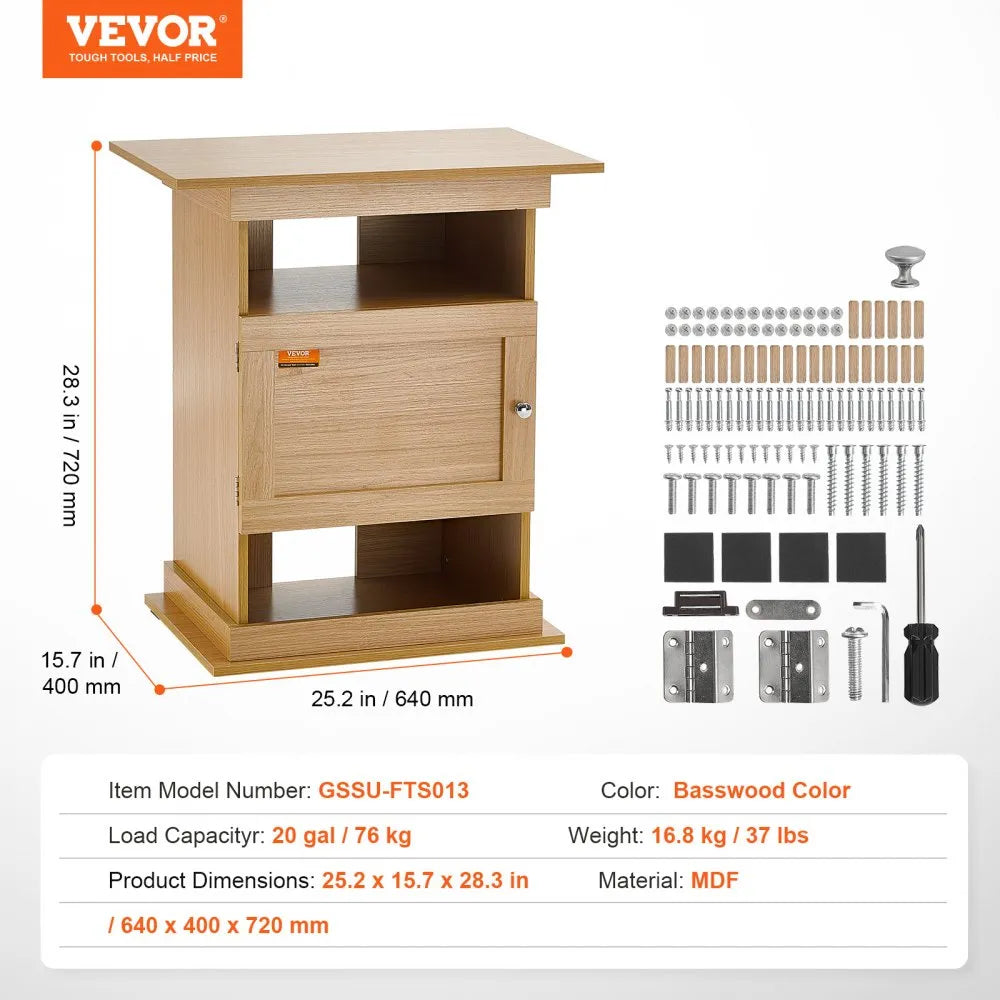 GSSU-FTS013 - VEVOR 20-Gallon Basswood Fish Tank Stand with Storage