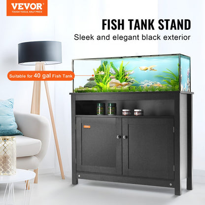 GSSU-FTS014 - 40 Gallon Stylish Black Aquarium Stand with Adjustable Feet