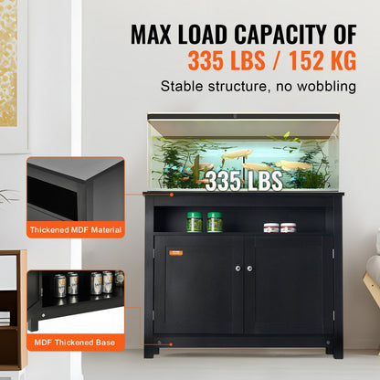 GSSU-FTS014 - 40 Gallon Stylish Black Aquarium Stand with Adjustable Feet