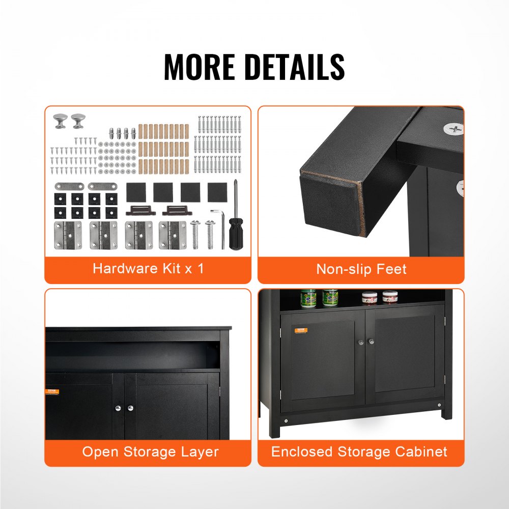 GSSU-FTS014 - 40 Gallon Stylish Black Aquarium Stand with Adjustable Feet