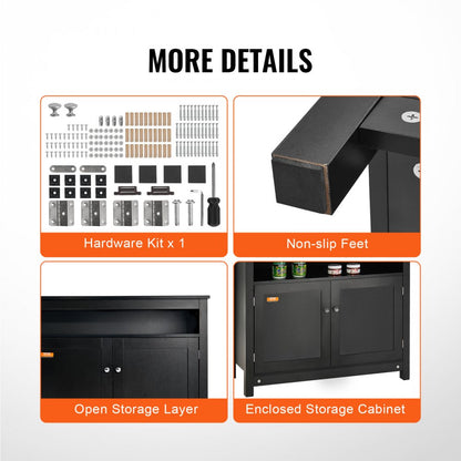 GSSU-FTS014 - 40 Gallon Stylish Black Aquarium Stand with Adjustable Feet