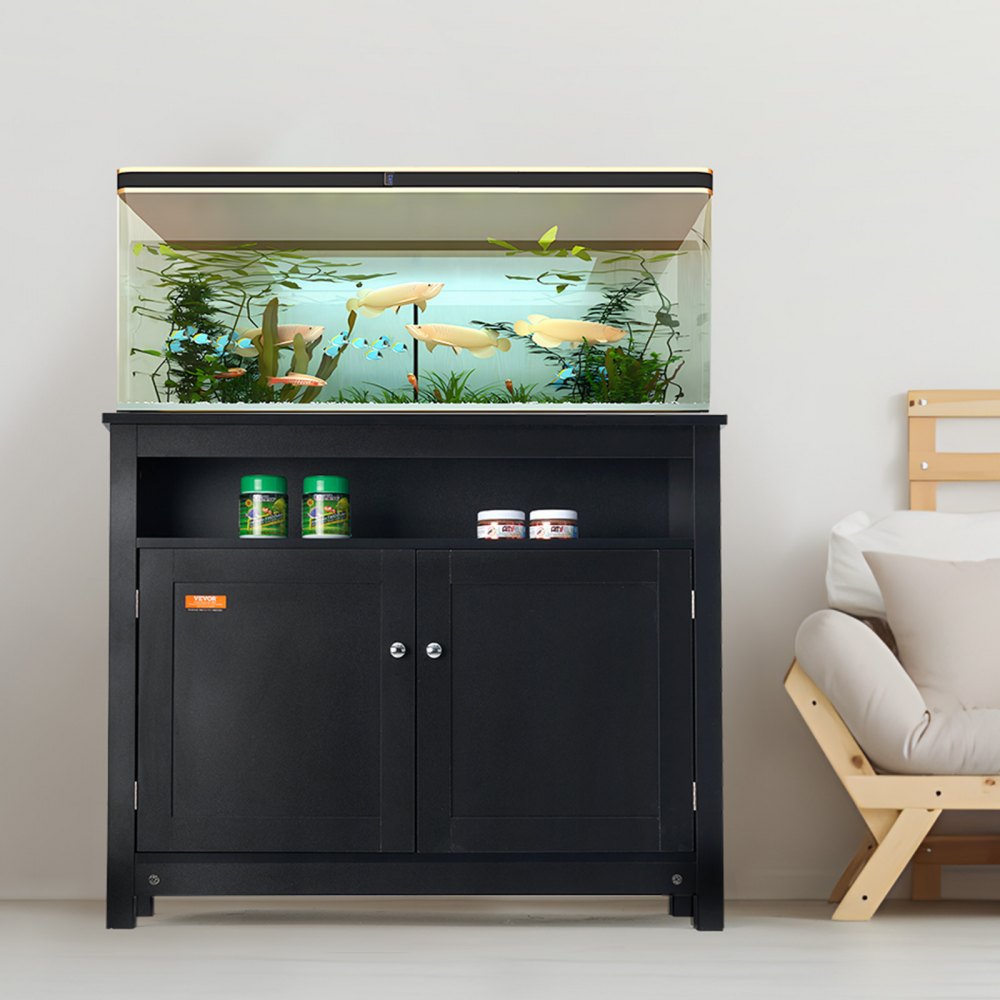 GSSU-FTS014 - 40 Gallon Stylish Black Aquarium Stand with Adjustable Feet
