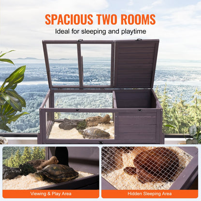 MSH-T04 - Cedar Tortoise House 38"x24"x32.5" with Lockable Top & Wheels