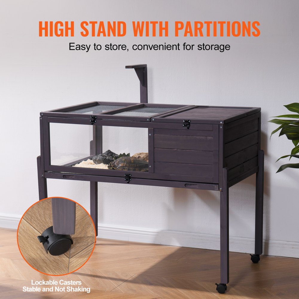 MSH-T04 - Cedar Tortoise House 38"x24"x32.5" with Lockable Top & Wheels