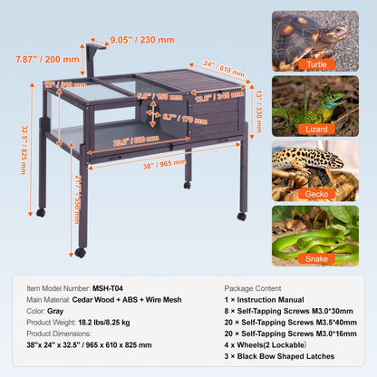 MSH-T04 - Cedar Tortoise House 38"x24"x32.5" with Lockable Top & Wheels