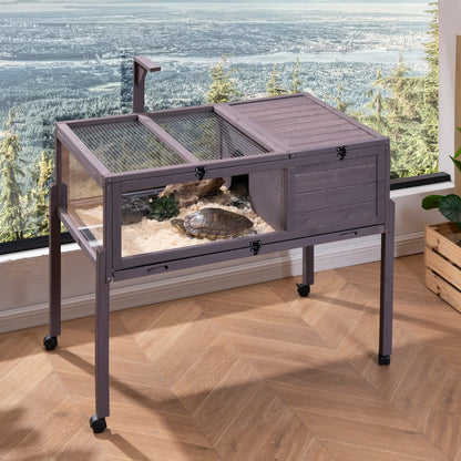 MSH-T04 - Cedar Tortoise House 38"x24"x32.5" with Lockable Top & Wheels