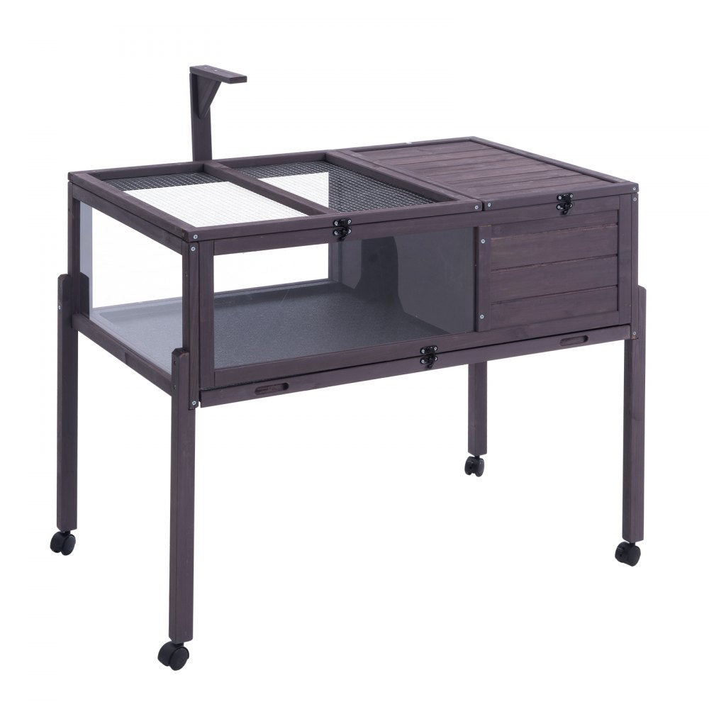 MSH-T04 - Cedar Tortoise House 38"x24"x32.5" with Lockable Top & Wheels
