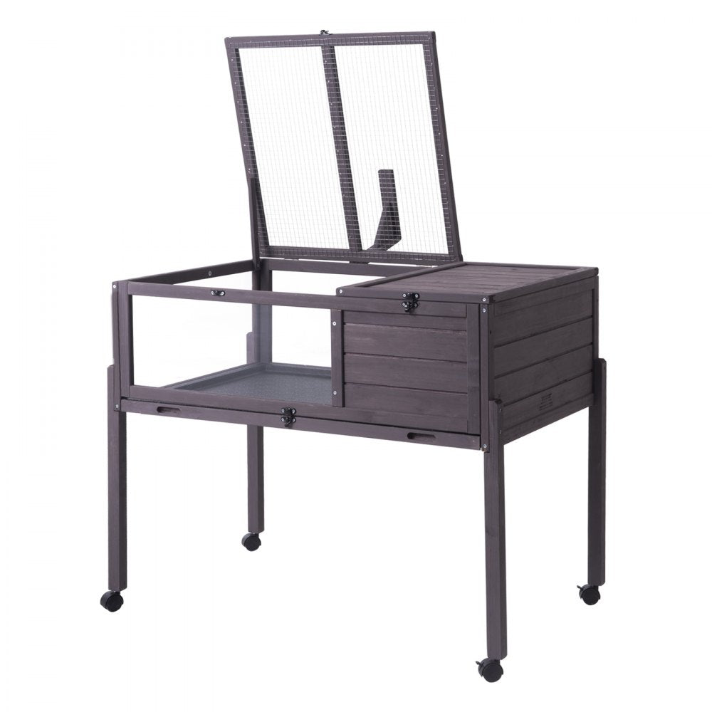 MSH-T04 - Cedar Tortoise House 38"x24"x32.5" with Lockable Top & Wheels