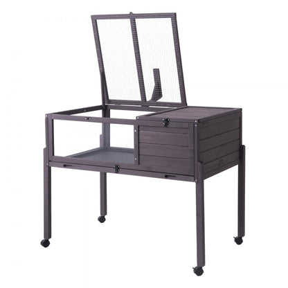 MSH-T04 - Cedar Tortoise House 38"x24"x32.5" with Lockable Top & Wheels